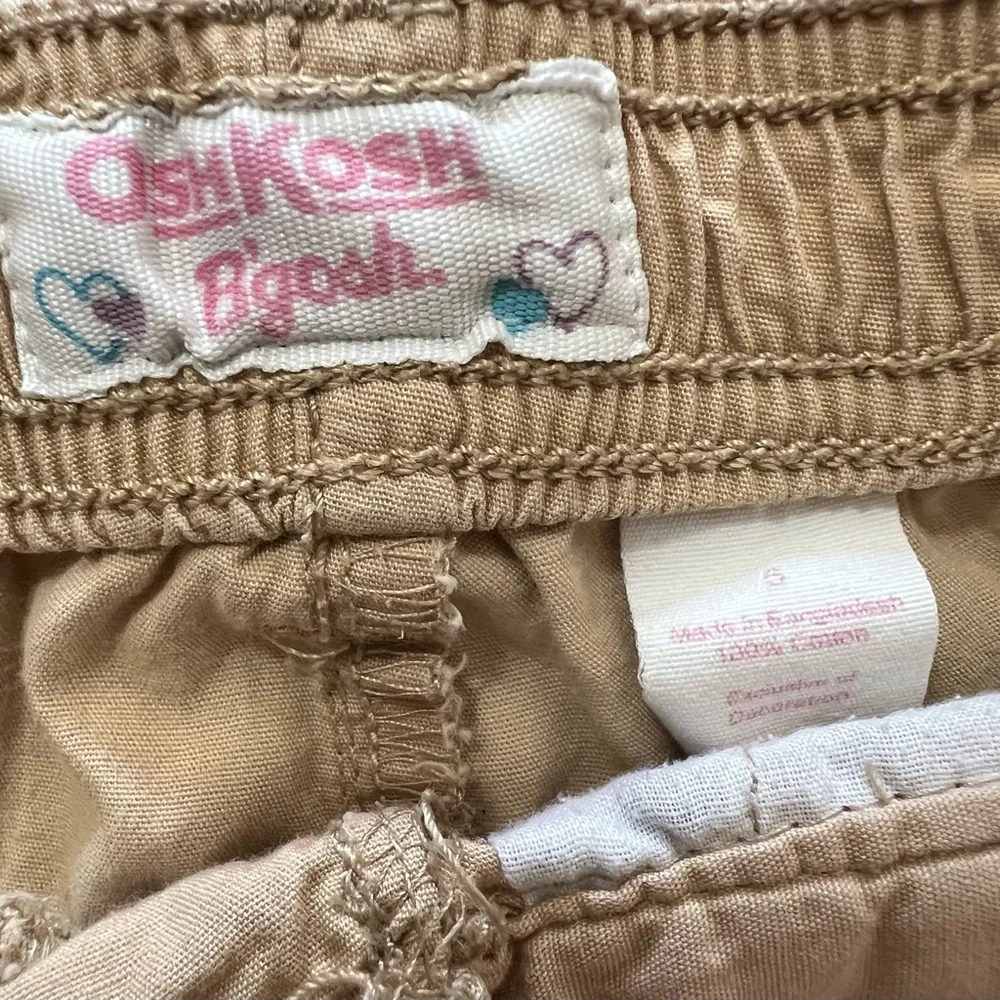 OshKosh B'gosh Tan Shorts with Pink Heart Button